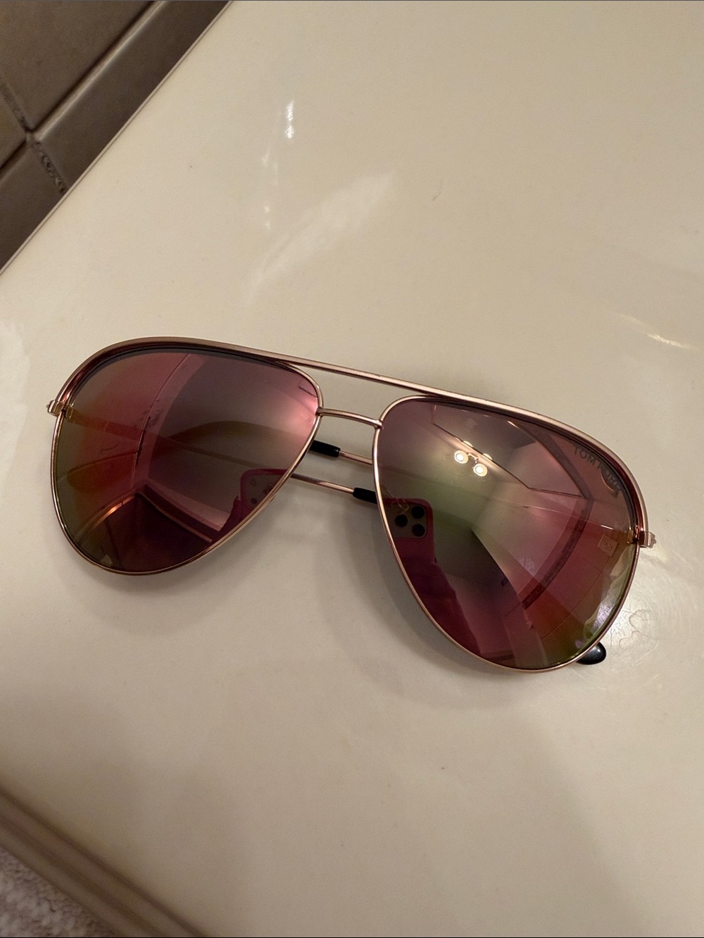 Tom Ford Aviator Sunglasses - Rose Gold Frame